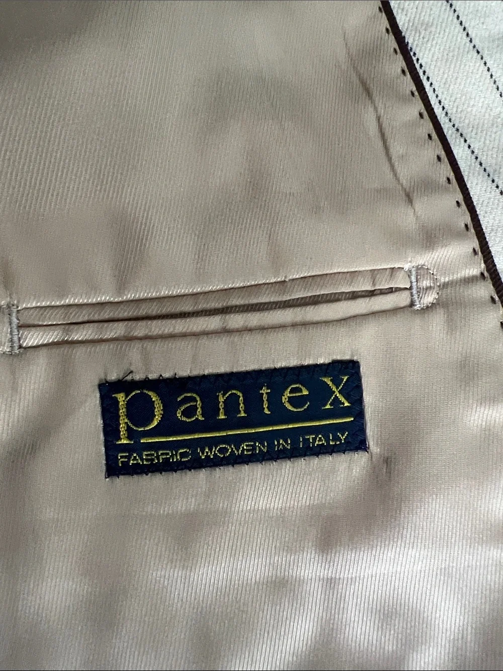 Wool & Linen Beige Woven Italian Fabric, Pinstripe Sport Coat